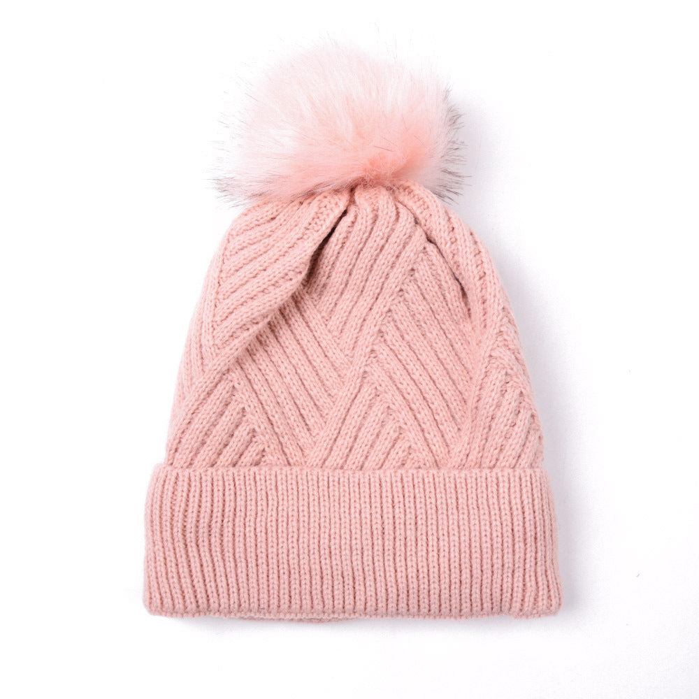 Wholesale Solid Color Knitted Hat Warm Plus Velvet Diamond Plaid Knitted Beanie