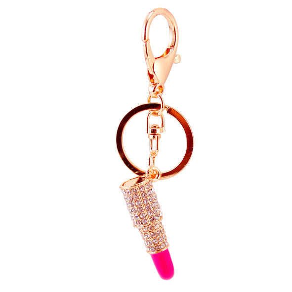 Wholesale Zinc Alloy Rhinestone Lipstick Keychain