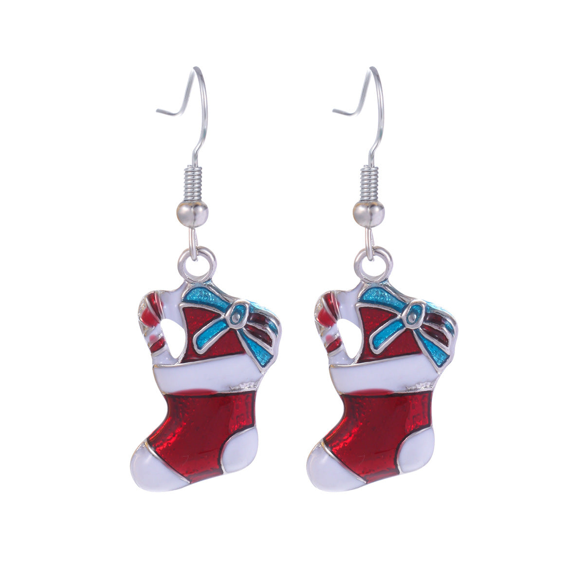 Wholesale Christmas Series Fashion Alloy Christmas Tree Old Man Bell Elk Candy Cane Earrings