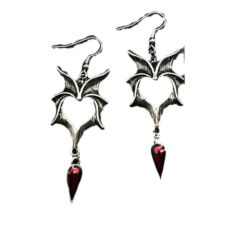 Wholesale Halloween Vintage Oil Dripping Wings Earrings