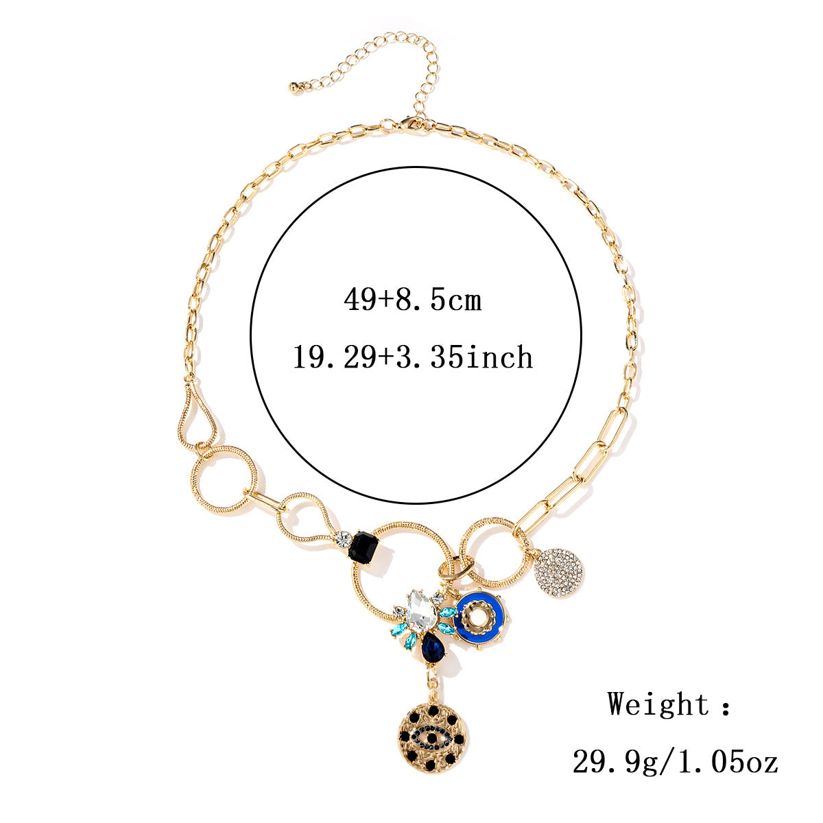 Wholesale Mysterious Coin Diamond Relief Small Pendant Bib Necklace