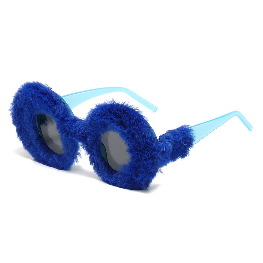 Wholesale Plush Versatile Personality Round Fashion Sunglasses