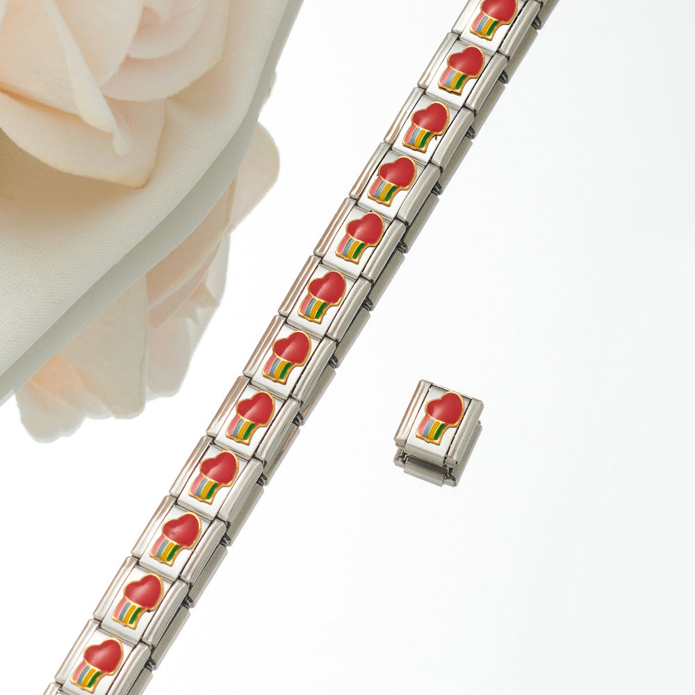 Wholesale Best-selling Module Bracelet Titanium Steel Oil Matching Stitching diy Unisex Bracelet