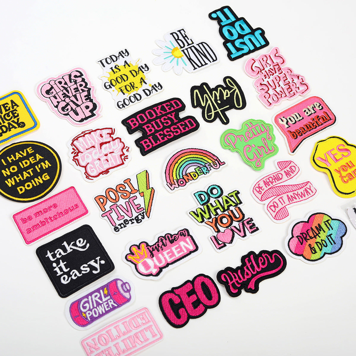 Wholesale Inspirational  encourages English embroidery DIY Patches