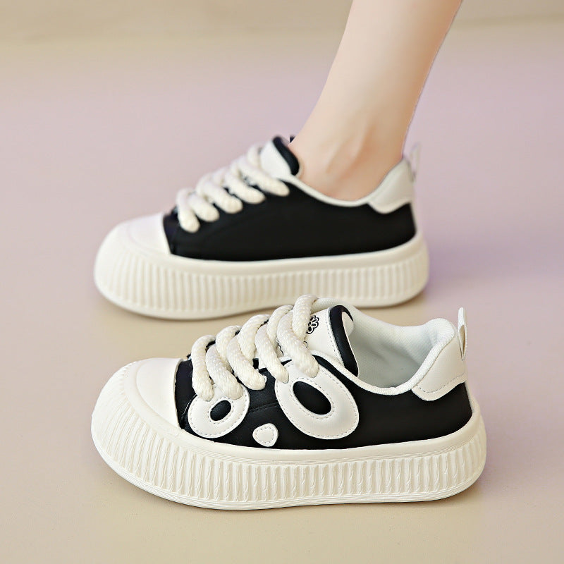 Wholesale 2023 Autumn New PU Thick Sole Panda Women's Shoes