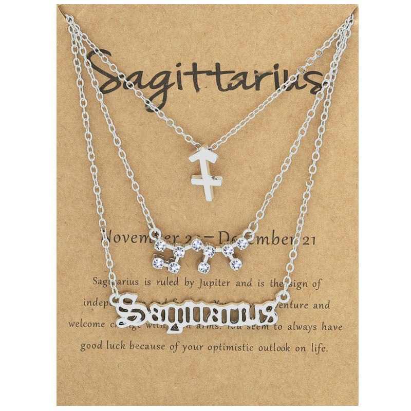 Wholesale Multi-layered Twelve Zodiac Signs Stainless Steel Necklace Set
