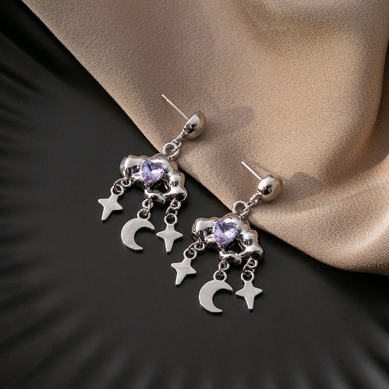 Wholesale Diamond Cloud Stars Tassel Love  Alloy Earrings
