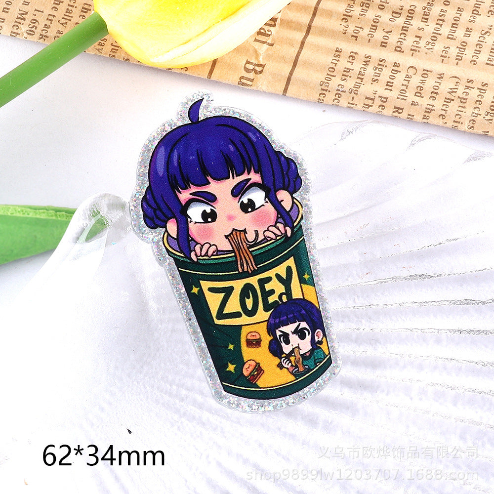 Wholesale 10pcs/ pack Cartoon Girl Cute Pendant Acrylic Pin DIY Accessories