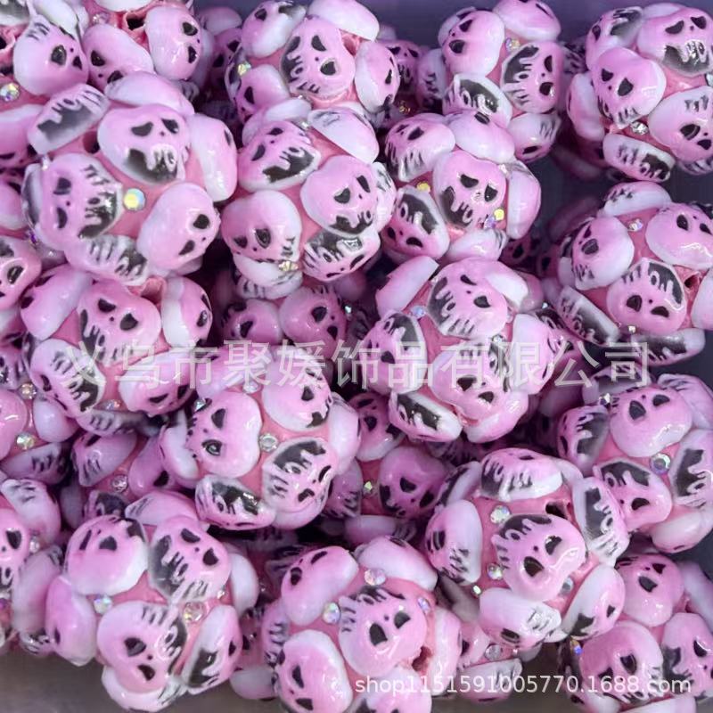 Wholesale 20pcs  Ghost Head Wearable Straight Hole 3D Focal Beads