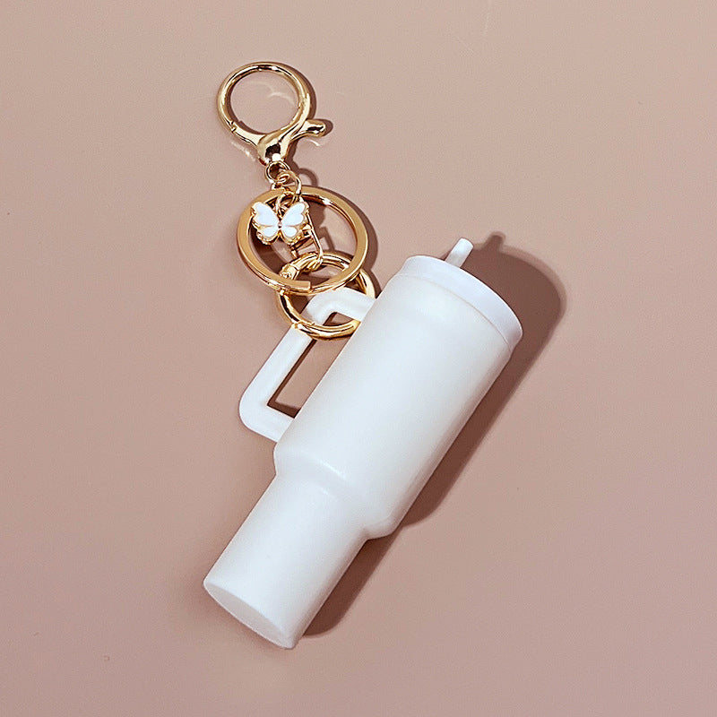Wholesale New Butterfly Ice Cup Mini Tumbler Cup Keychains with Key Chain Pendant Can Put Lipstick Backpack Small Pendant Can Wrap