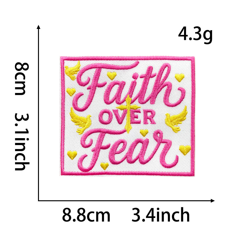 Wholesale Chic Retro Embroidered Iron On Patch Funny Text Rectangle Applique For Coats Decorative