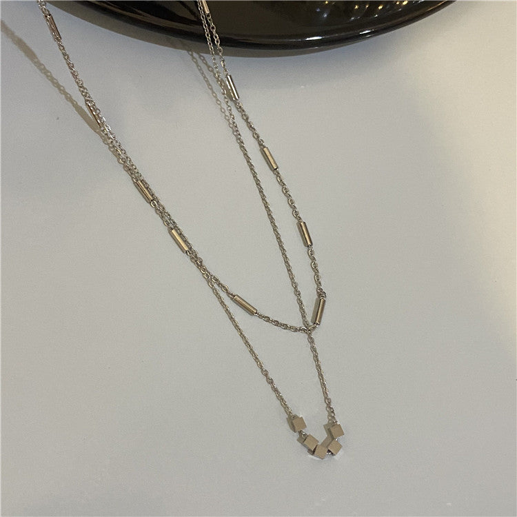 Wholesale Titanium Steel Double Layer Clavicle Necklaces