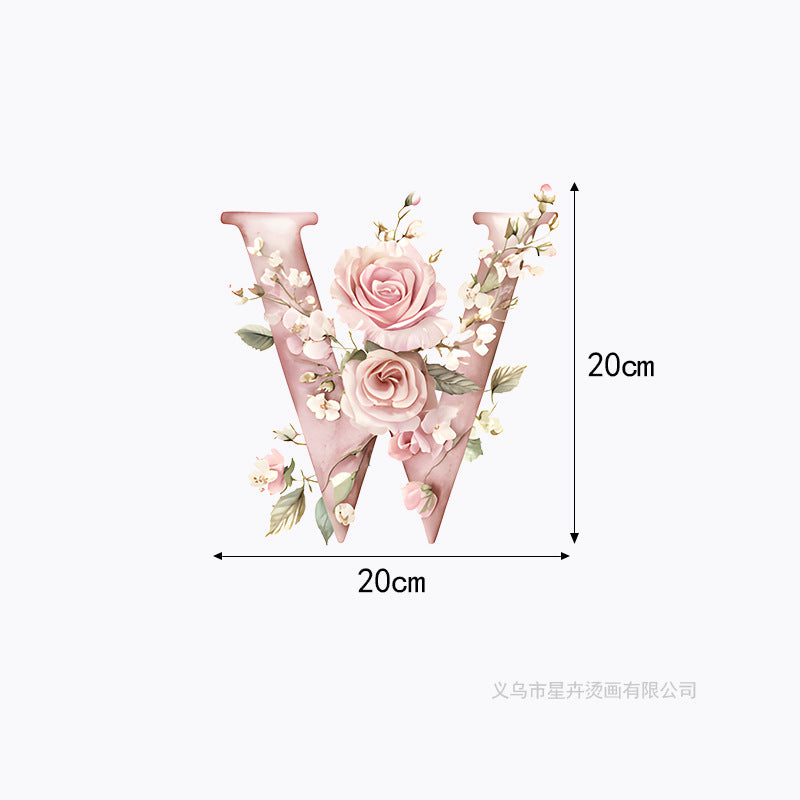 Wholesale 10pcs 26 letter flower branches and leaves UV DTF Ready to Press Transfers Wraps