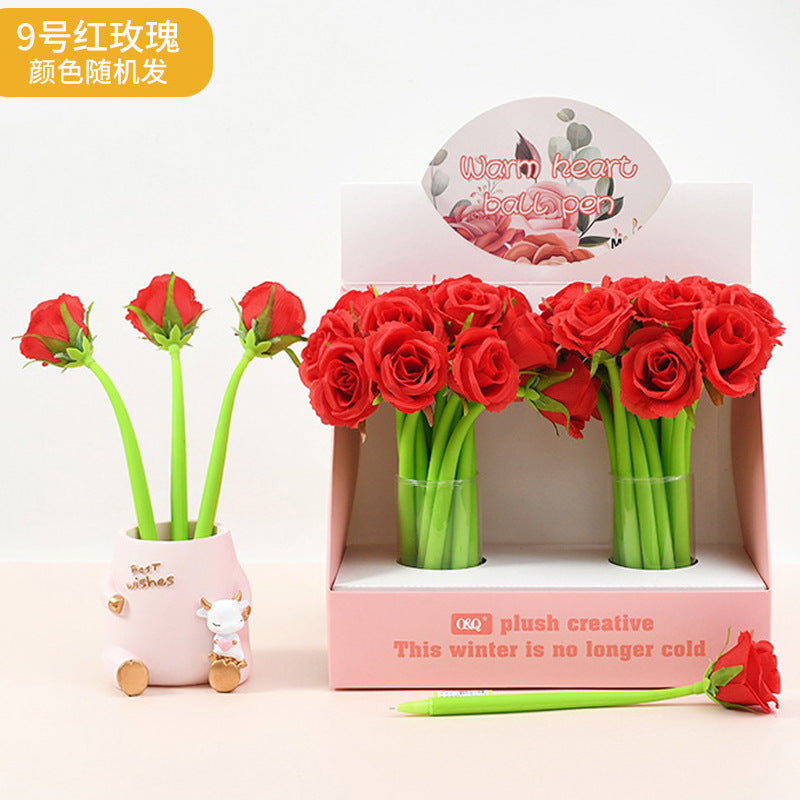 Wholesale Colorful flower soft silicone shaking  Plastic Pen