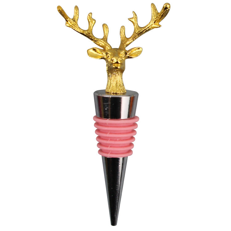 Wholesale DIY Golden Deer Head Zinc Alloy Red Wine Bottles