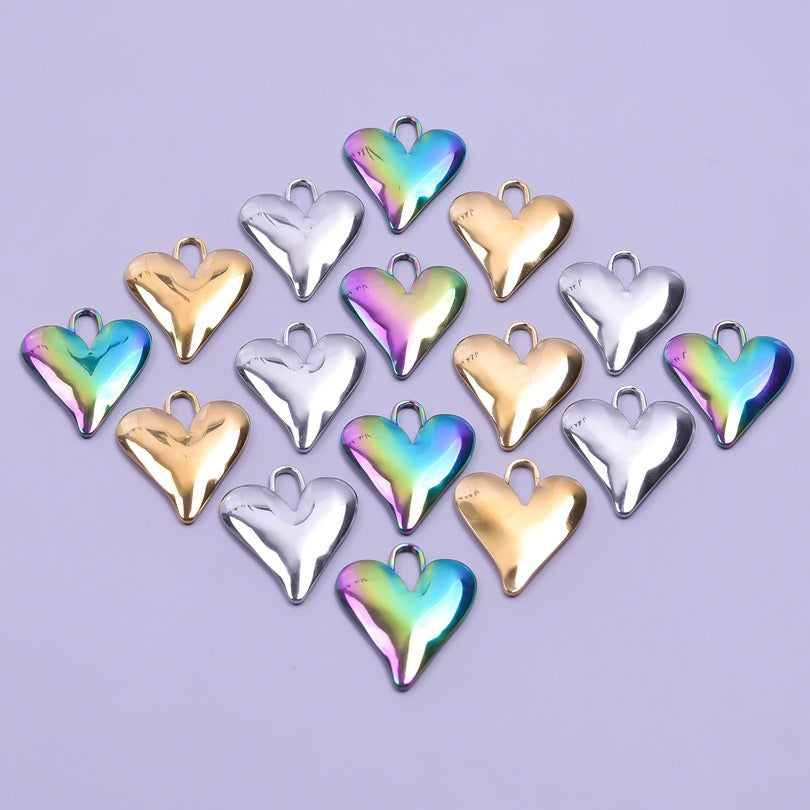 Wholesale Love Heart Steel Gold Titanium Steel Colorful Pendant Accessories