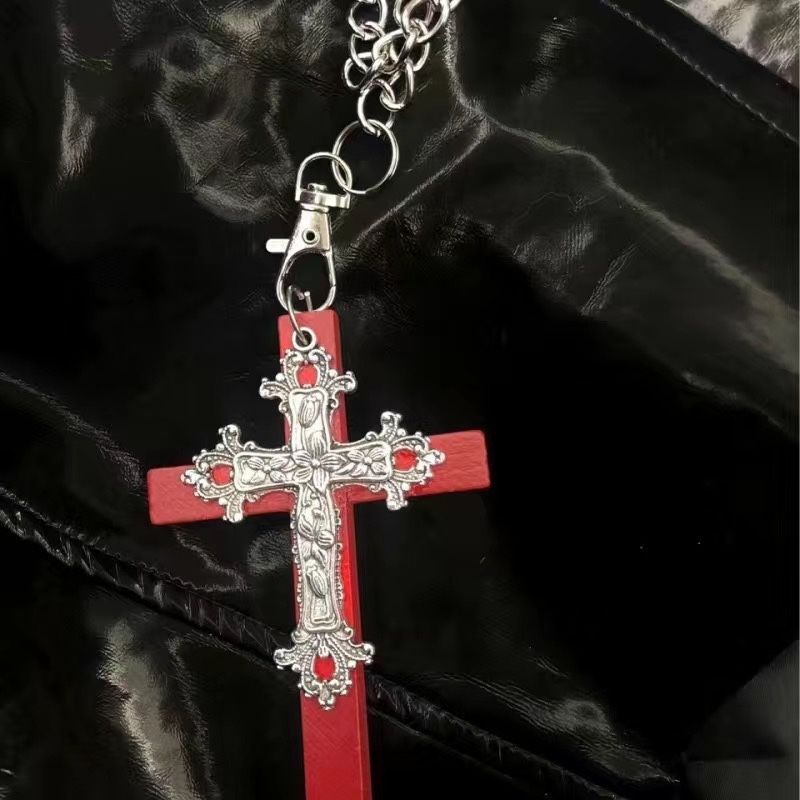 Wholesale Gothic style multi-color cross pendant necklace