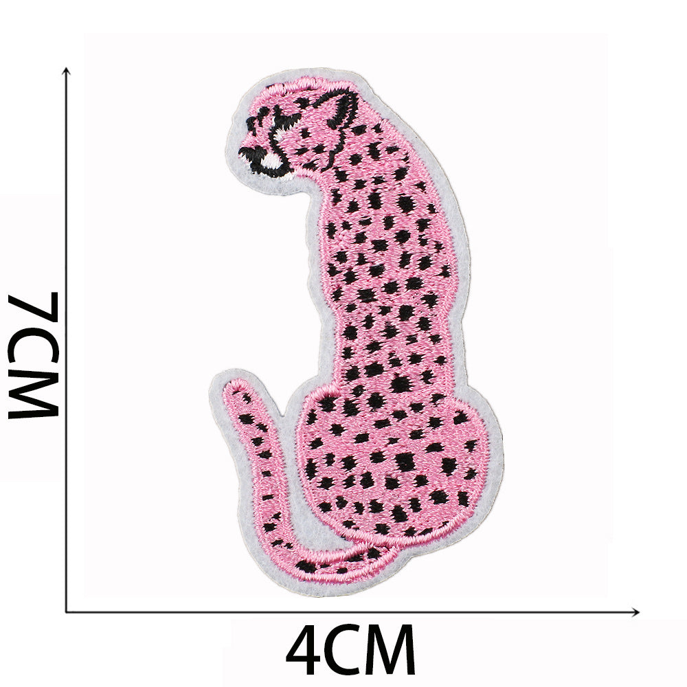 Wholesale pink cheetah mixed embroidery cloth stickers