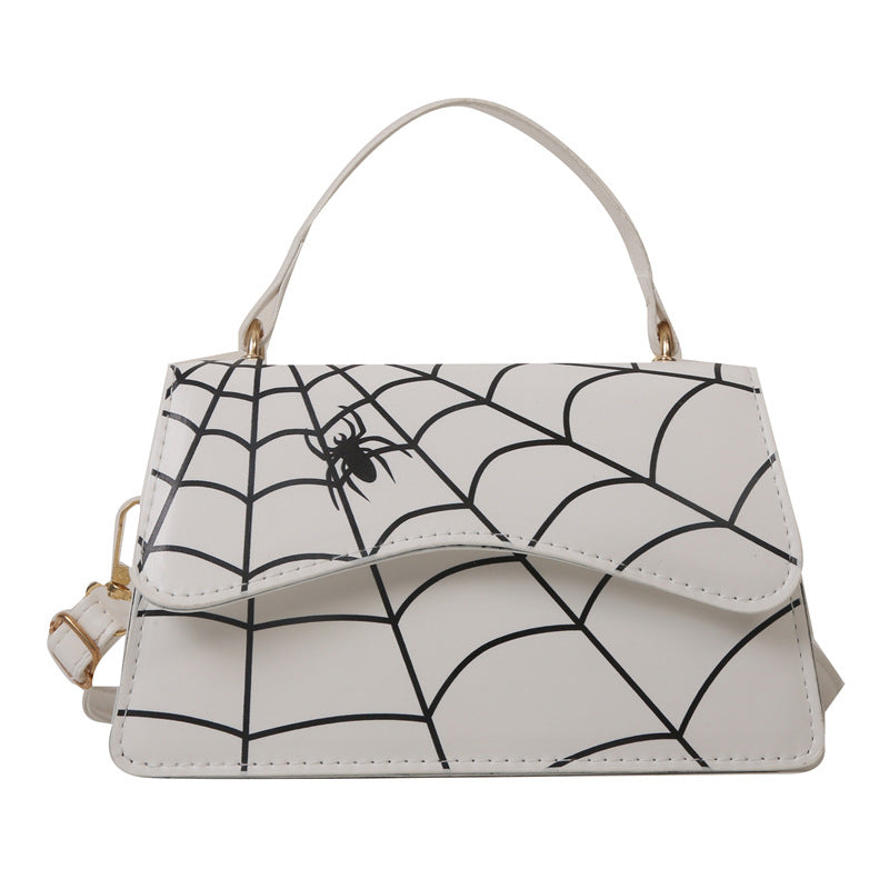 Wholesale Spider Web Print PU Shoulder Crossbody Bag