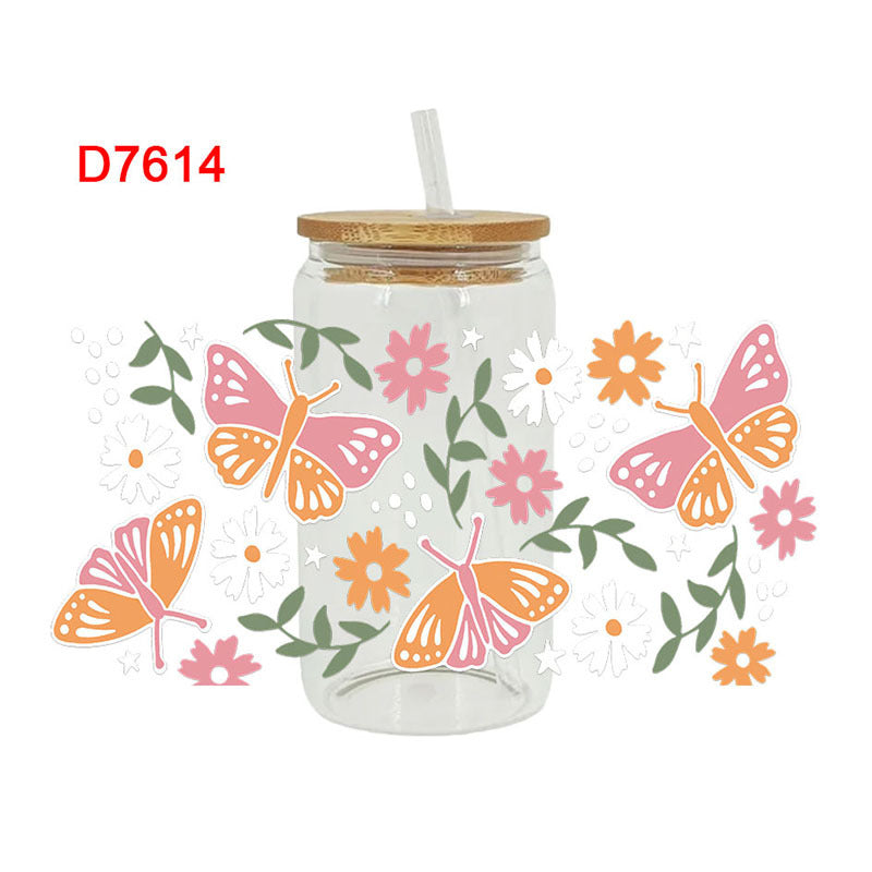 Wholesale Flower Butterfly Cactus 16oz Cup UV DTF Wraps