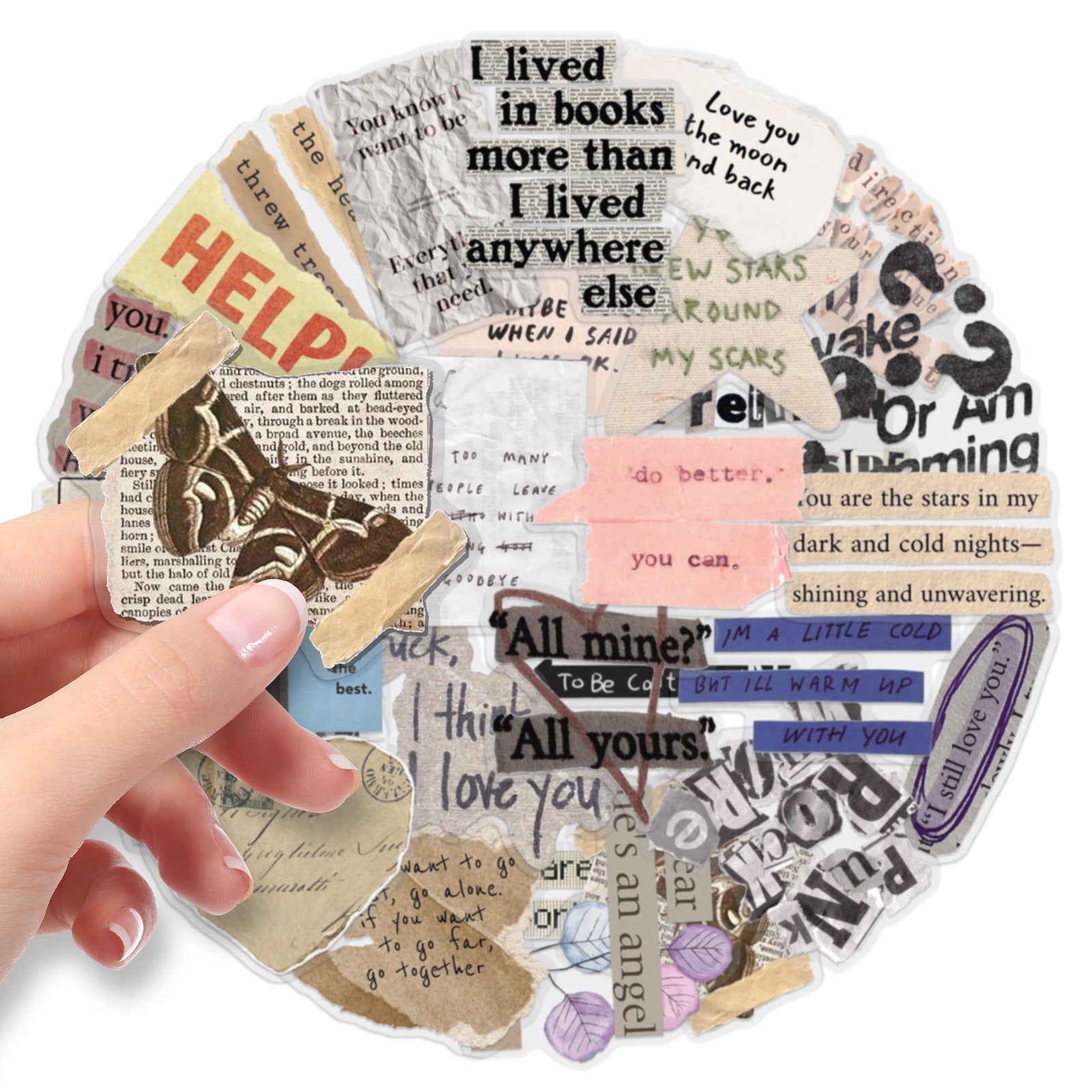 Wholesale 50pcs Transparent Fragment Stickers,  Waterproof Decorative DIY Stickers