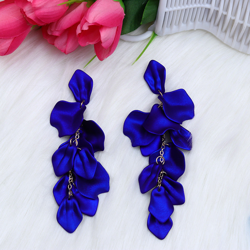 Wholesale Bohemian Style Fashion Personality Tassel Petal Candy Color Design Earrings