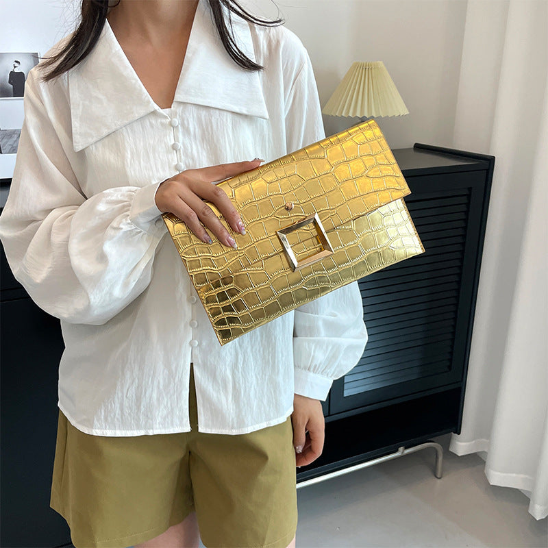 Wholesale Solid Color Versatile Fashion Temperament Stone Pattern Envelope Clutch Bag