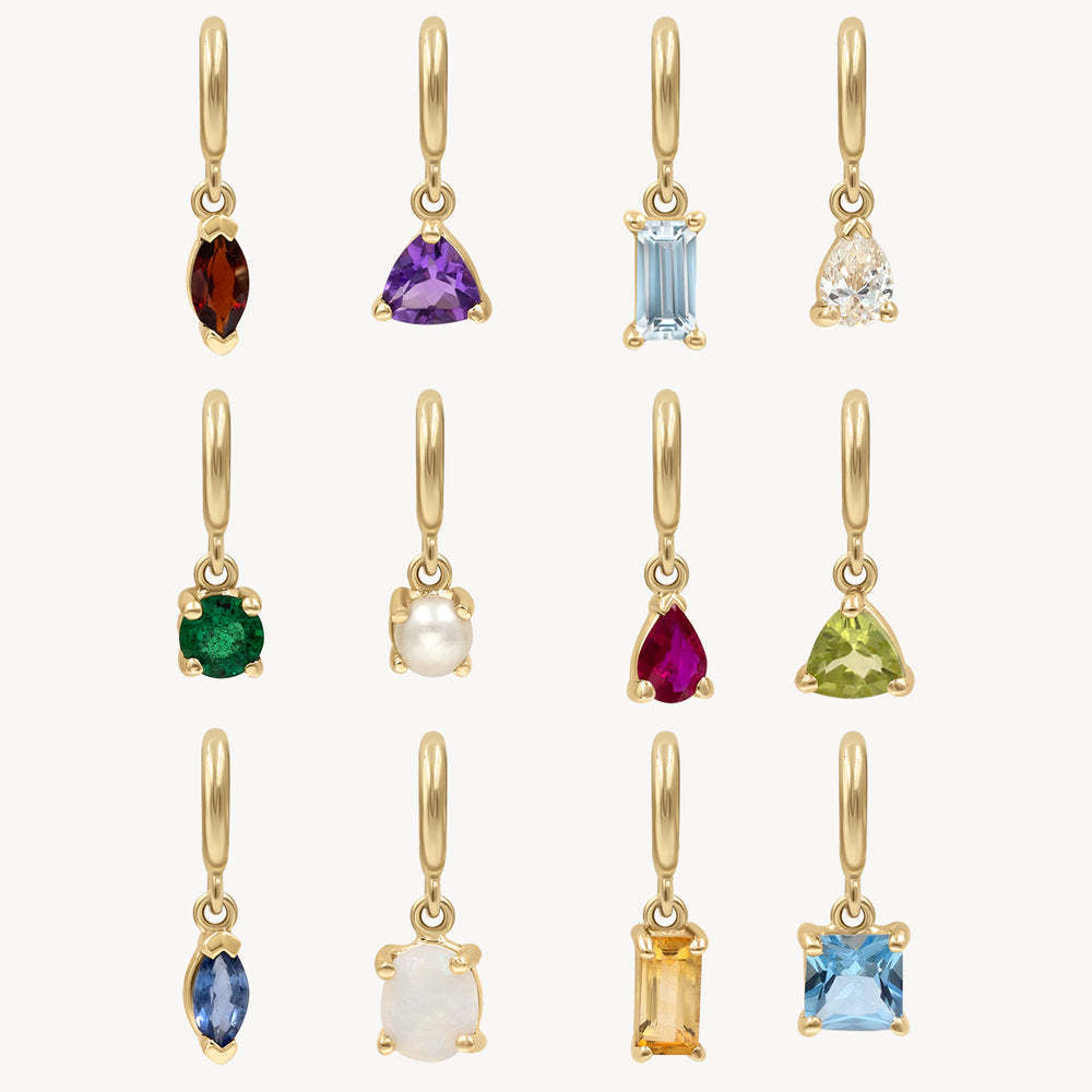 Wholesale Classic Birthstone Pendant 18K Gold Plated Geometric DIY Jewelry Charm Fashion Accessory For Women Gift Boutique Resale