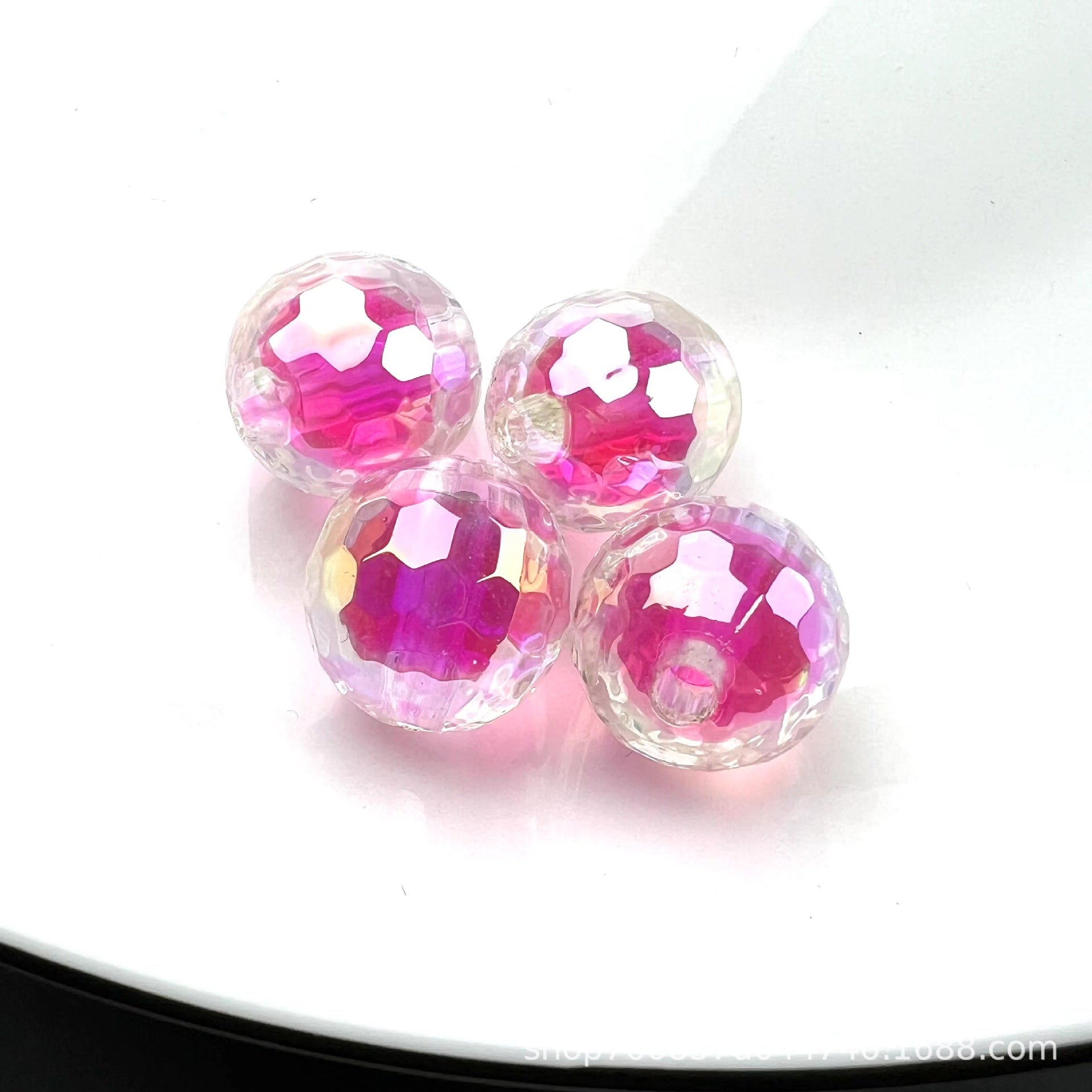 Wholesale 200PCS/PACK Acrylic Color Plated Straight Hole Faceted DIY Beads