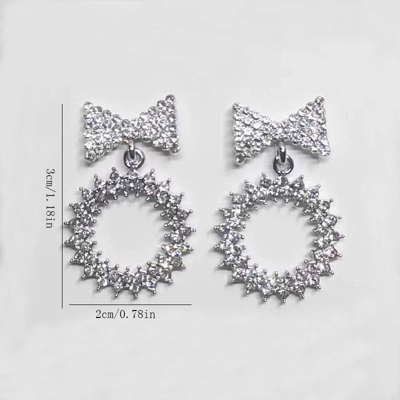 Wholesale Bow Full Diamond Alloy Earrings