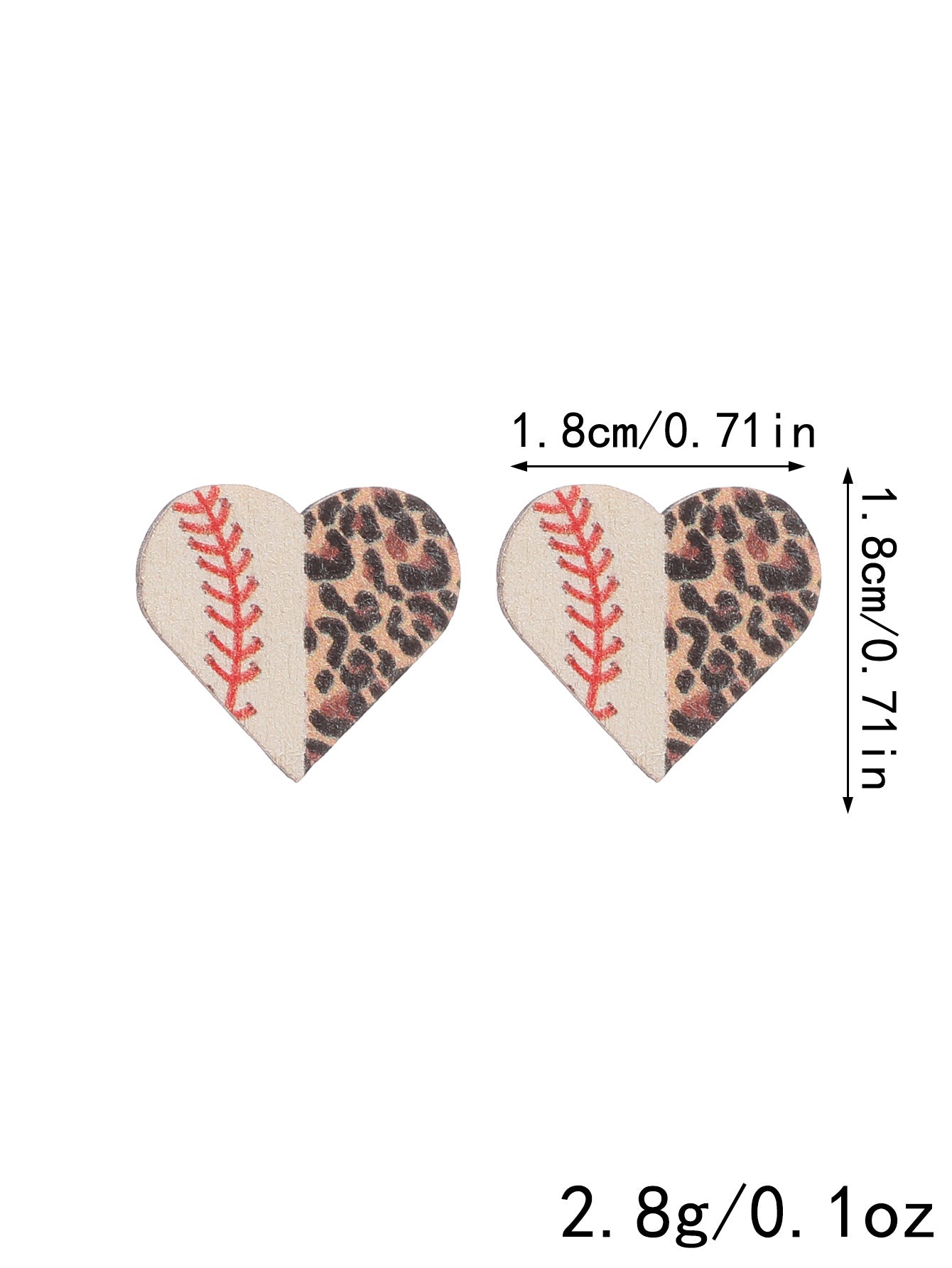 Wholesale Leopard print sports style heart cute wooden earrings