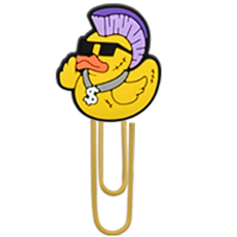 Wholesale Random 50pcs Little Yellow Duck Metal Soft Rubber Paperclip Bookmarks