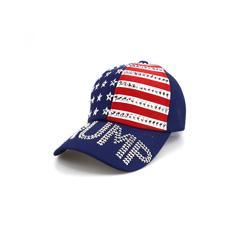 Wholesale New Baseball Cap Flag Denim Diamond-encrusted Election Event Cap Sunshade Sunscreen Cap Tide Cap