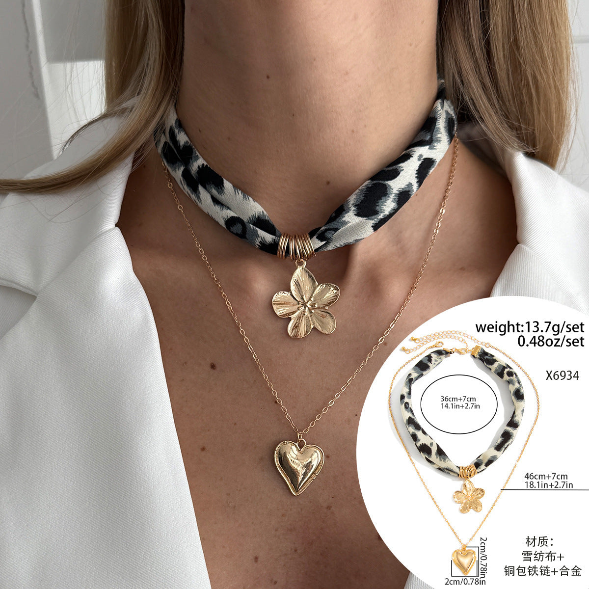 Wholesale Sweet and cool leopard print velvet clavicle chain choker necklace