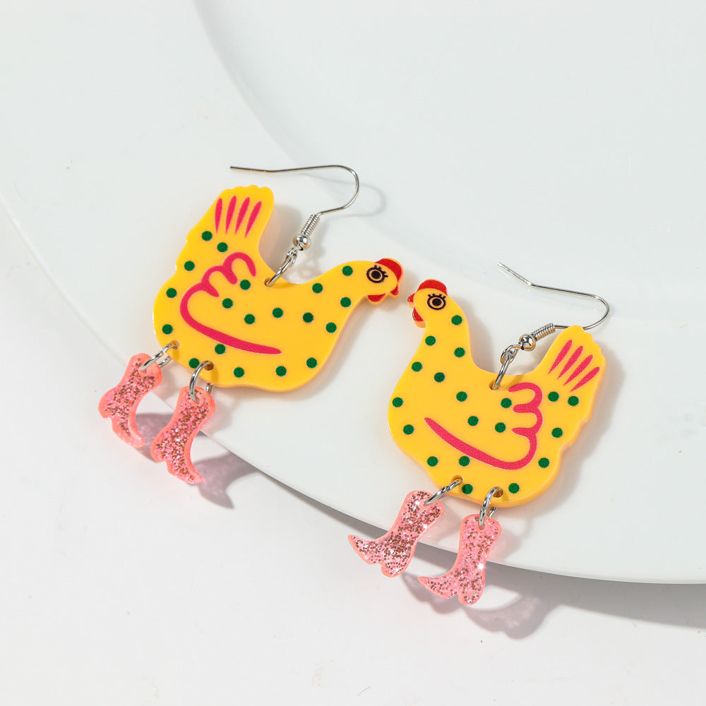 Wholesale Christmas Chicken Bell Acrylic Earrings