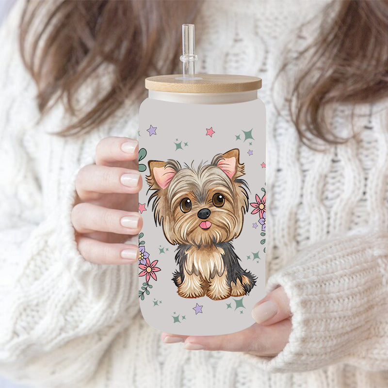 Wholesale Cute Dog Cartoon 16oz Cup UV DTF Wraps