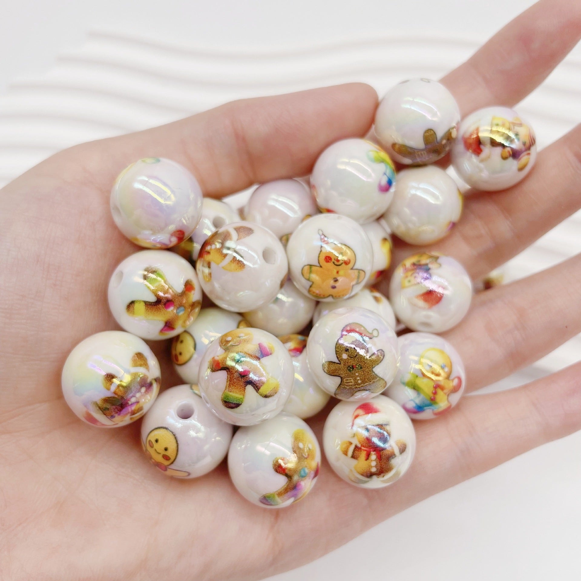 Wholesale 100PCS/PACK UV Acrylic Print Gingerbread Man DIY Christmas Balls