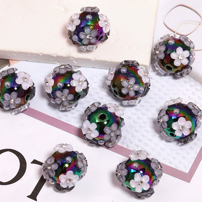 Wholesale 5PCS DIY Pearl Flower Acrylic Beads