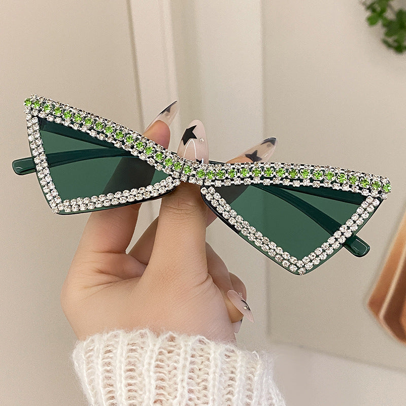 Wholesale Full Diamond Bow Colored Small Frame Birthday Letter Sunglasses