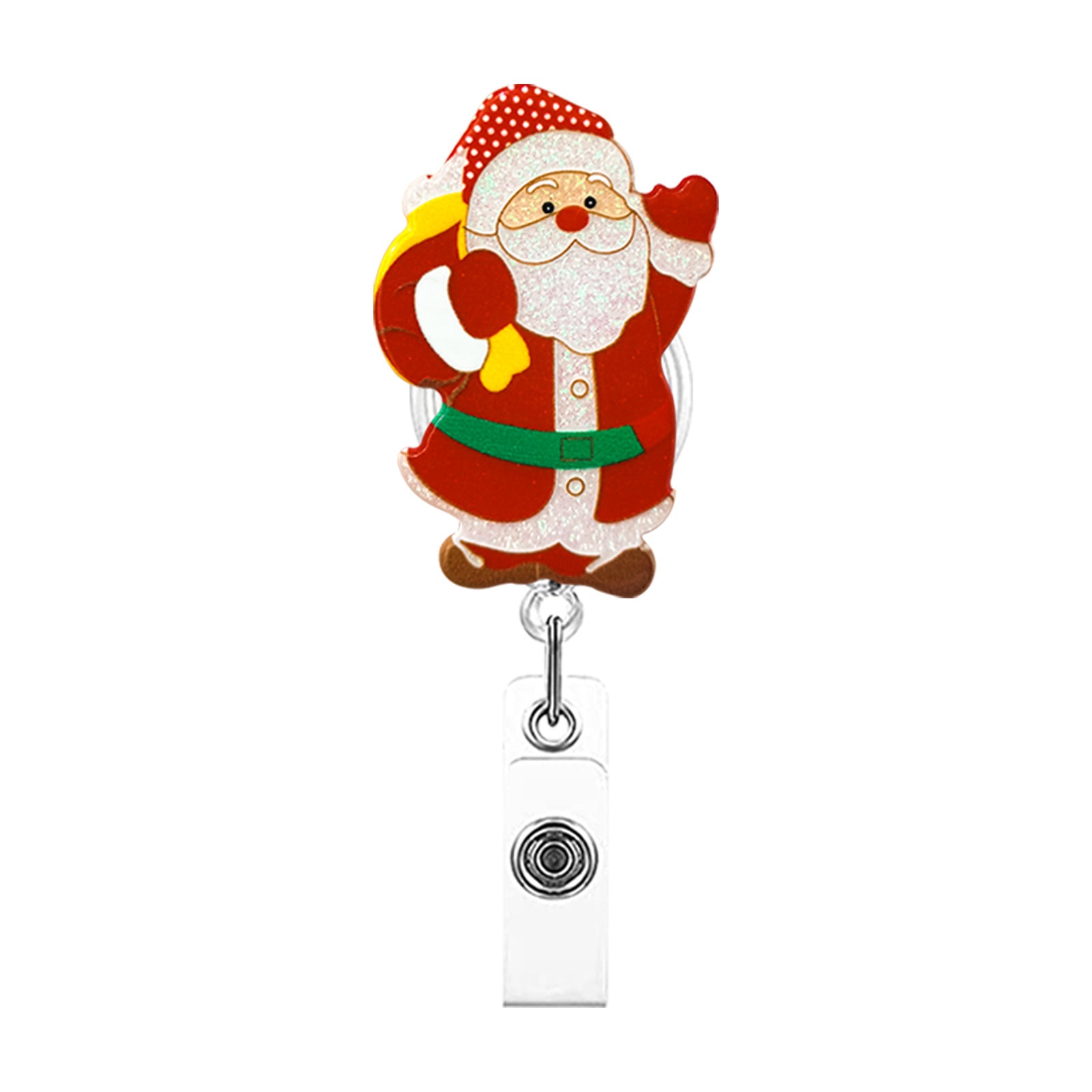 Wholesale Badge Reels 2023 Christmas Acrylic Sparkling Pink Snowman Socks Gloves Retractable Keychain