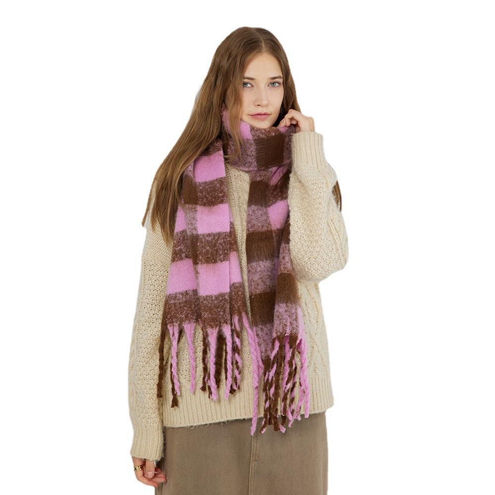 Wholesale Checkerboard Checker Women's Autumn and Winter Warm Polyester Scarf