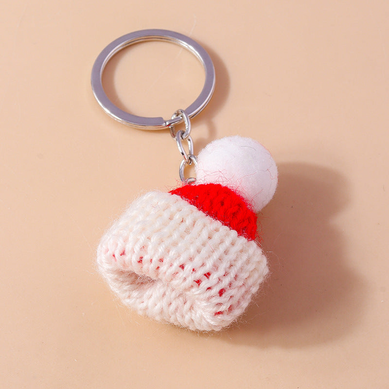 Wholesale Christmas Hat Creative Christmas Knitted Hat Pendant Plush Keychain