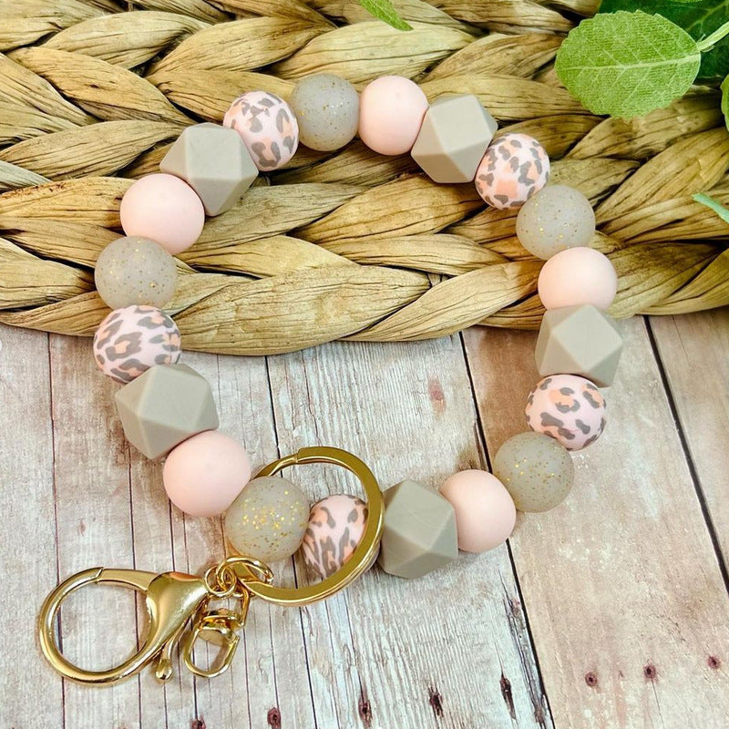 Wholesale 10pcs/pack Silicone Beaded Wrist Keychain