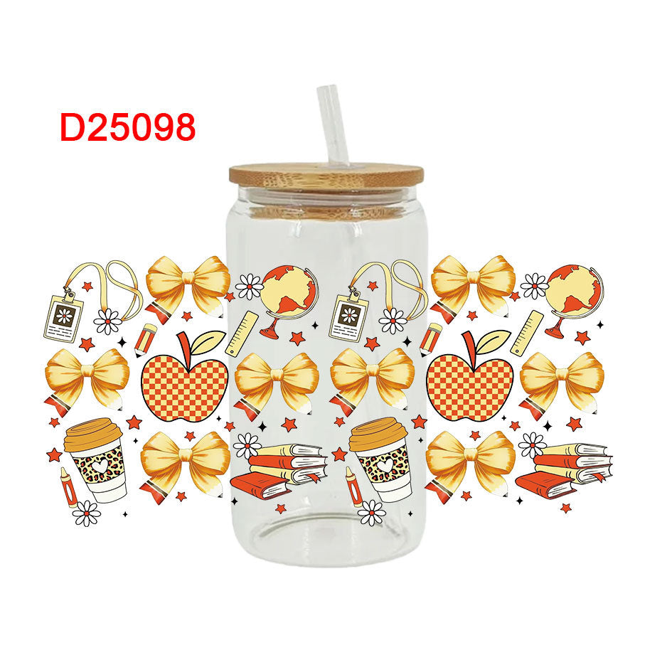 Wholesale Cartoon Cute Study Campus Theme 16oz Cup UV DTF Wraps