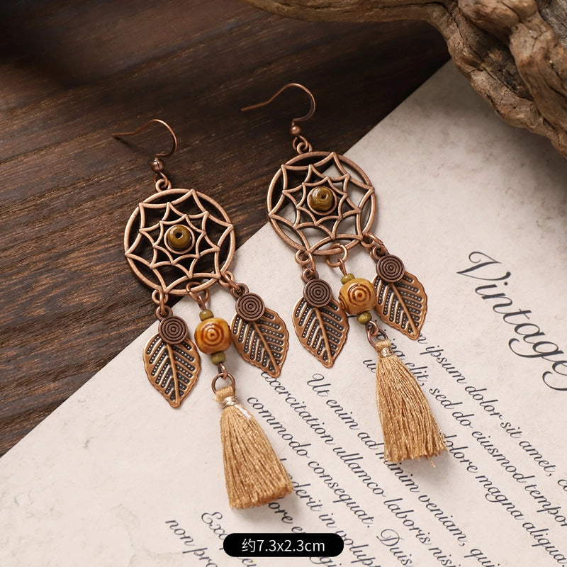 Wholesale Bohemian Feng Shui Drop shaped Long tassel Earrings