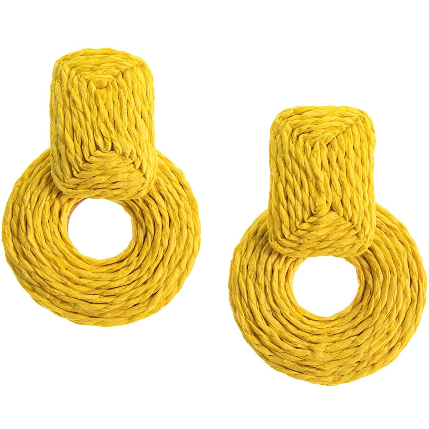 Wholesale Raffia Handmade Geometric Earrings