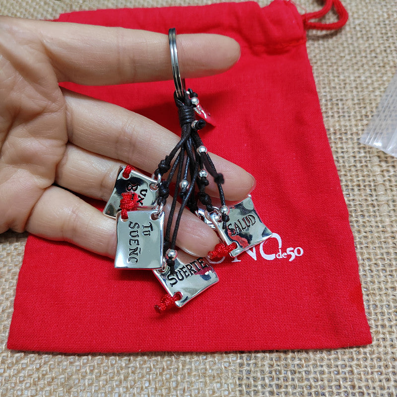 Wholesale Spanish Unode50 Good Luck Health Love Metal Keychain