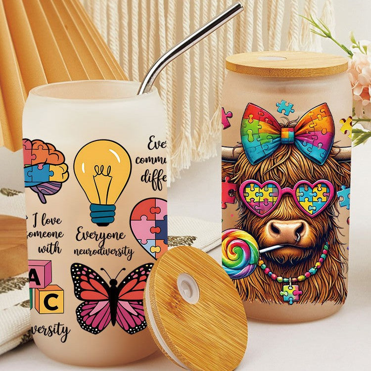 Wholesale Color Puzzle Autism Series 16oz Cup UV DTF Wraps