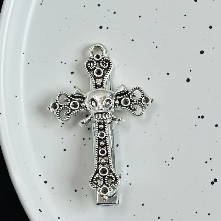 Wholesale Y2K Hairpin Skull Alloy Cross Hairpin Cool Side Clip Lolita Accessories