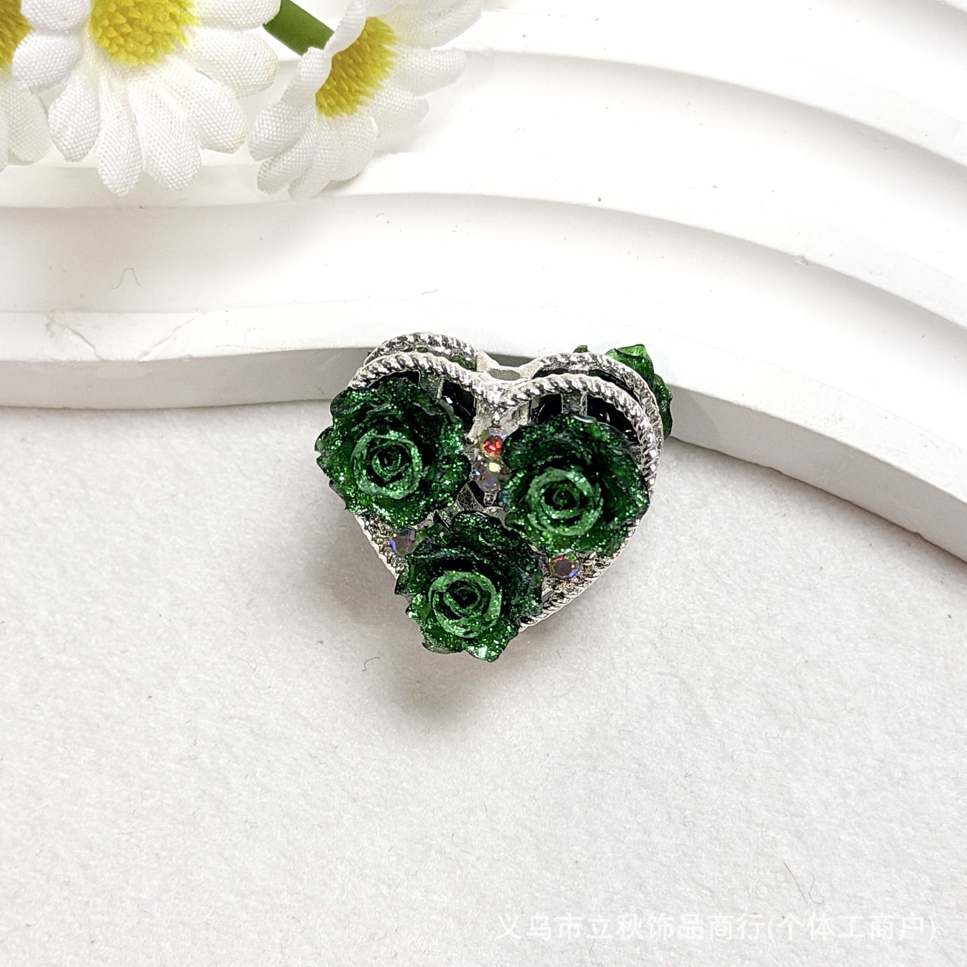 Wholesale  10pcs Water Diamond Colored Rose Pearl Love Bead